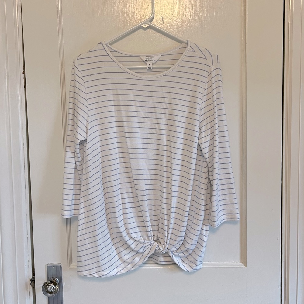 Market & Spruce Samantha Front Twist Brushed Knit Top